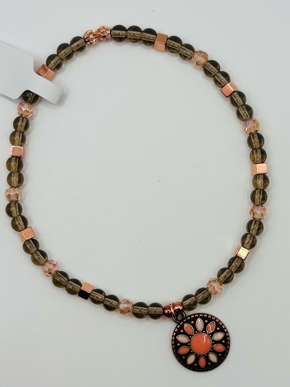 *ANKLET* Smoky Quartz & Boho Charm Stretchy Anklet - Picture 3 of 6